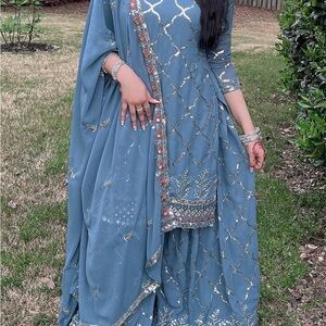 Shalwar Kameez Sharara Farshi Embroidered Sequin | Eid | Party | Occasion